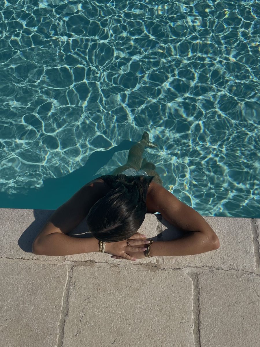 Resting at the pool edge