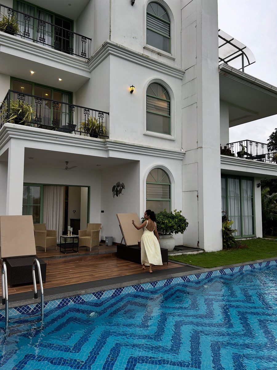 Reva in yellow at a private pool villa